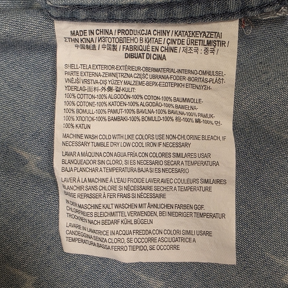 Vans Light Blue Denim Button-Up Shirt with White Lightning Print - Picture 7 of 11